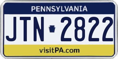 PA license plate JTN2822