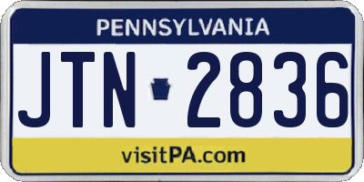 PA license plate JTN2836