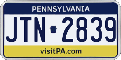 PA license plate JTN2839