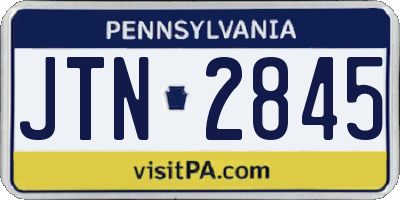 PA license plate JTN2845