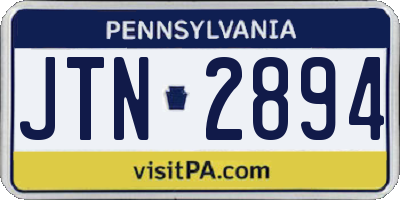 PA license plate JTN2894