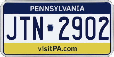 PA license plate JTN2902