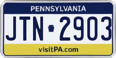 PA license plate JTN2903