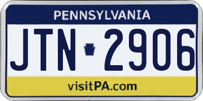 PA license plate JTN2906