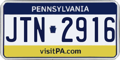 PA license plate JTN2916