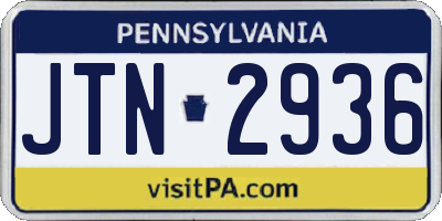PA license plate JTN2936