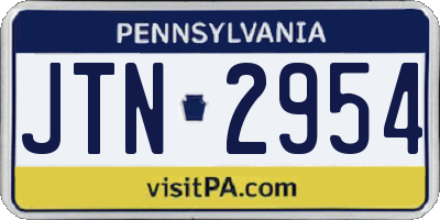 PA license plate JTN2954