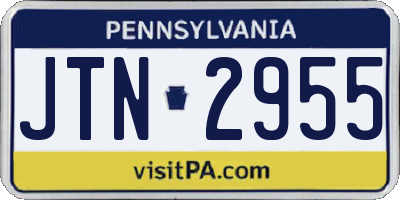 PA license plate JTN2955