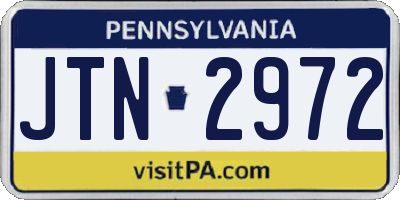 PA license plate JTN2972