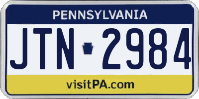 PA license plate JTN2984