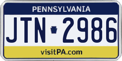 PA license plate JTN2986