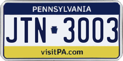 PA license plate JTN3003