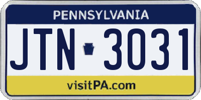 PA license plate JTN3031