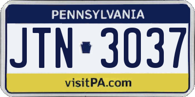 PA license plate JTN3037