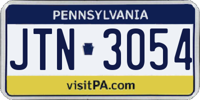 PA license plate JTN3054