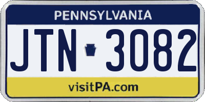 PA license plate JTN3082