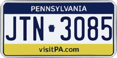 PA license plate JTN3085
