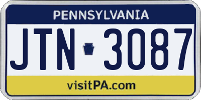 PA license plate JTN3087