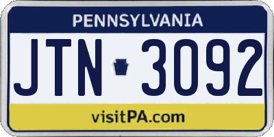 PA license plate JTN3092