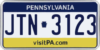 PA license plate JTN3123