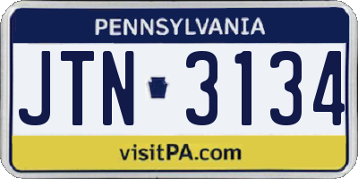 PA license plate JTN3134