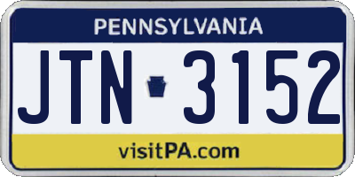 PA license plate JTN3152