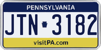PA license plate JTN3182