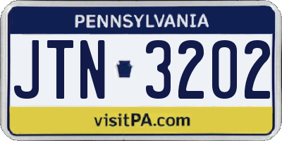 PA license plate JTN3202