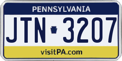 PA license plate JTN3207