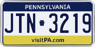 PA license plate JTN3219