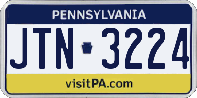 PA license plate JTN3224