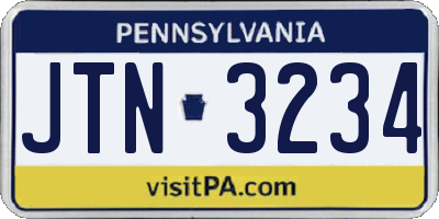 PA license plate JTN3234