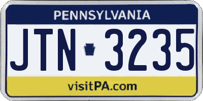 PA license plate JTN3235