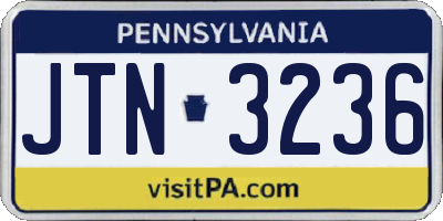 PA license plate JTN3236
