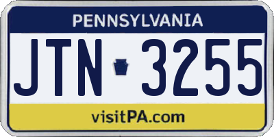 PA license plate JTN3255