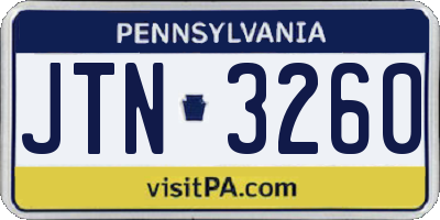 PA license plate JTN3260