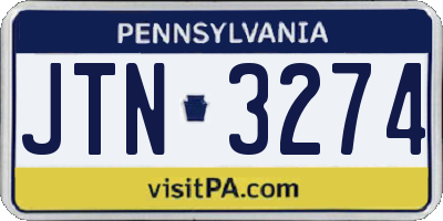 PA license plate JTN3274