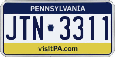 PA license plate JTN3311