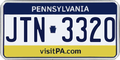 PA license plate JTN3320