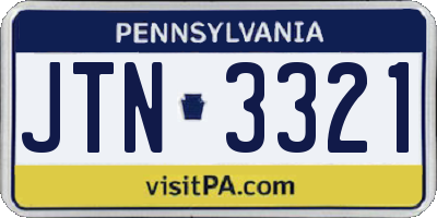PA license plate JTN3321