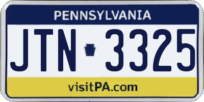PA license plate JTN3325