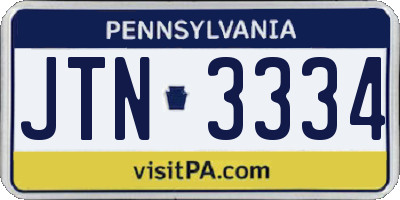 PA license plate JTN3334