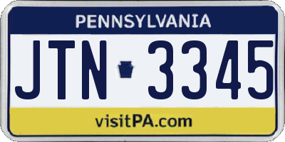 PA license plate JTN3345
