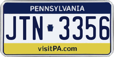 PA license plate JTN3356