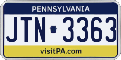 PA license plate JTN3363