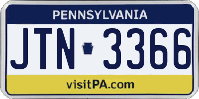 PA license plate JTN3366