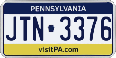 PA license plate JTN3376
