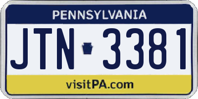 PA license plate JTN3381