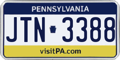 PA license plate JTN3388
