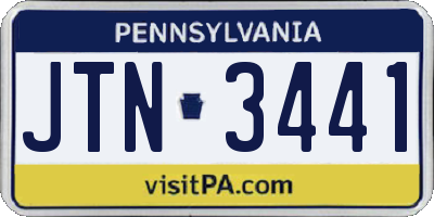 PA license plate JTN3441